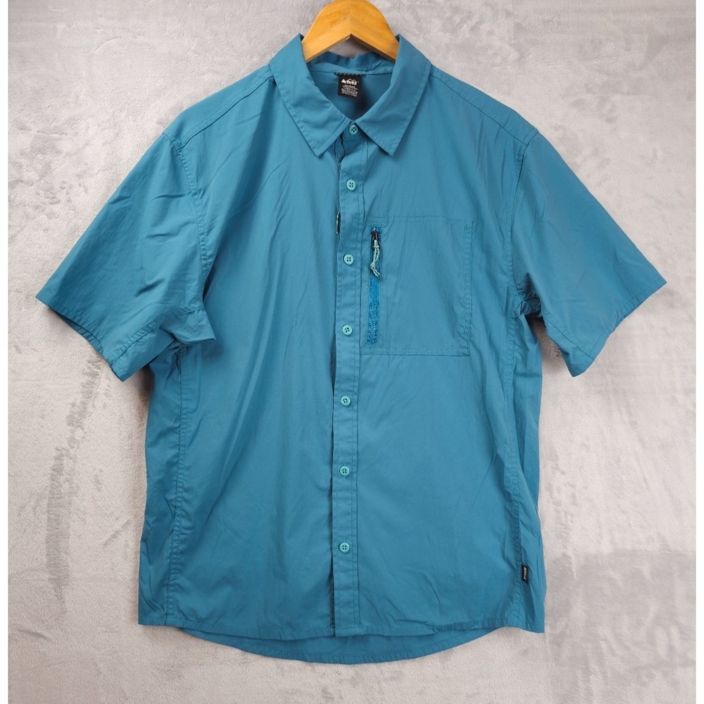 Rei Co-OP  Sahara Green Hiking Utility Button Up Shirt Medium Camp Fishing